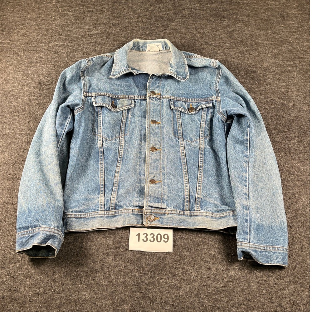 Vintage Serge Azar Paris Trucker Jacket Men Medium Blue Denim Cotton Winter
